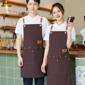 High quality Baker’s Apron with Custom Logo Kitchen Chef Barista Canvas Apron Adjustable Barbecue Garden Embroidered Apron