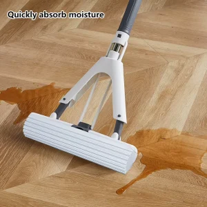 High quality PVA Sponge Mop Foldable Stainless Steel Hands Free Squeeze Type Universal Lazy Large Absorbent High
