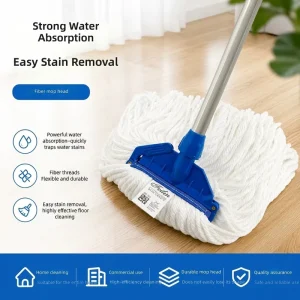 High quality White Fiber Aluminum Pole Detachable Blue Webbing Mop for Household Commercial