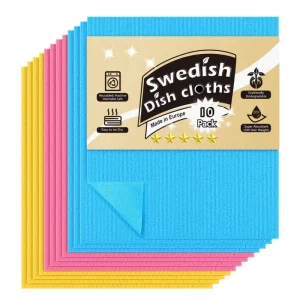 Highly Absorbent Swedish Dishcloth Cellulose Cleaning Cloths Reusable Sponge Cloth for Kitchen Counters and Dish Washing