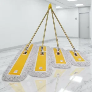 Highly Absorbent Washable Snap Lock Handle Cotton Yarn Rectangular Flat Mop for Bakery Floor Cleaning