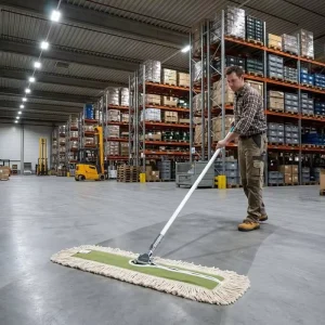 Highly Durable Resistant Spring Lock Handle Cotton Yarn Rectangular Dry Dust Mop for Airport Terminal Floor