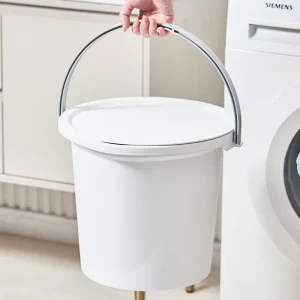 Home Bathroom Large Cleaning Storage Plastic Water Bucket with Cover Handle