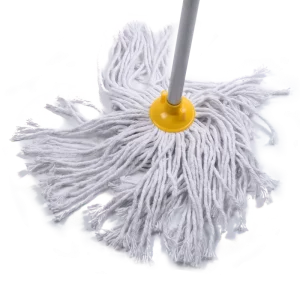 Home Cleaning Cotton Mop Wood Stick 120 cm Length with Plastic Accessories