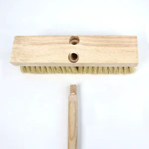 Home Cleaning Floor Brush Solid Wood 12″ Eco Durable Deck Scrub White Tampico Fill Double Thread 45 Angles Cleaning Brushes