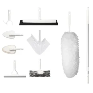 Home Cleaning Kit with Adjustable Handle Bathroom Squeegee and Tile Brush