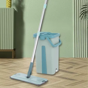 Home Cleaning Products Flat Mop and Bucket 360 Degree Rotating Stainless Steel Water Capacity 8L Hand Free Design