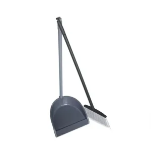Home Cleaning Supplies PP Gray Black Broom and Dustpan Set with Long Handle