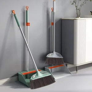 Home Cleaning Tools Broom and Dustpan Set Plastic Broom and Brush Dustpan Long Handle Brooms and Dustpans