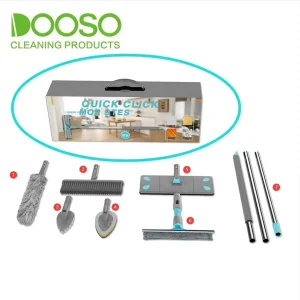Home Cleaning Tools Kits 7 in 1microfiber Duster Broom Flat Mop Scrub Sponge and Brush and Window Squeegees