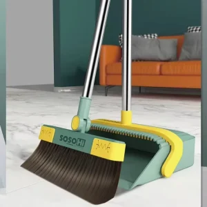 Home Floor Cleaning Broom Combo Set Plastic Standing Dustpan Long Handle Broom and Dustpan