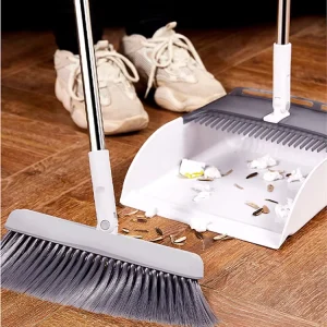 Home Floor Cleaning Tools Long Handle 180 Degree Rotatable Office Broom Dustpan Combo Set Stand up Foldable Broom and Dustpan