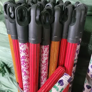 Home Floor Sweeping Brush Use Wooden Sticks Flower PVC Covering Broomstick Broom and Dustpan Set Wooden Handle