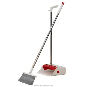 Home Floor Sweeping Tool for Indoor Use Sweep Broom Set PET Broom & Upright Stand Dustpan with Teeth