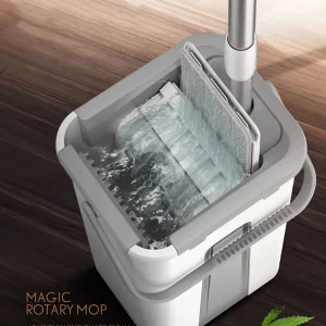 Home Kitchen Scratch Mops Free Hand Spin Cleaning Microfiber Flat Squeeze Flat Mop and Bucket Set