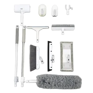 Home Multifunctional Cleaning Tools Kit Glass Wiper Easy Installation Telescopic Handle Brooms and Mops Set