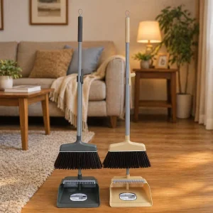 Home Office Cleaning Broom with Dustpan Set Plastic Handle Soft Bristle Portable Long Bristle Easy Clean