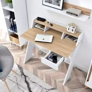 Home Office Furniture Simple Computer Desk With Drawer Storage Shelves Study Table Steel Wood Desktop Computer Table