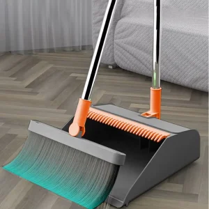 Home Office Kitchen Lobby Floor Sweeping Tools Retractable Broom and Dustpan Set Foldable Rotatable With Comb Teeth