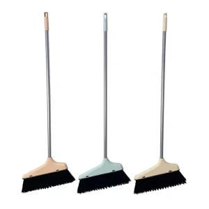 Home Plastic Broom and Dustpan Set with Extra-Large Soft-Bristle Floor Brush for Cleaning