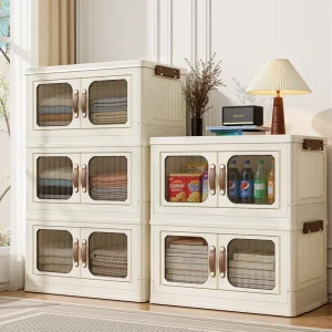Home Storage Organization Stackable Kitchen Storage Containers Foldable Storage Boxes Bins for Living Room Bedroom