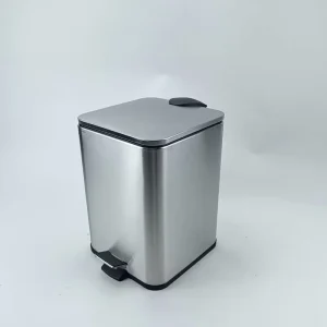 Home Use Stainless Steel Waste Bin 3/6L Square Pedal Bin with Embossment Type Style