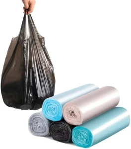 Home Use Star Seal Customized High Quality T Shirt Trash Bag Black Plastic Garbage Bags with Handle