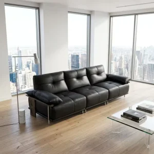 Home Villa Hotel Living Room Sofa Modern Simple Leisure Style Genuine Leather Three Seat Sectional Pillow Back Square Sponge