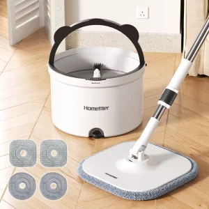 Homettler Mops Cleaning Spin Mop Dual Chamber Dirty Water and Clean Water Self Separation for Dry/Wet Floor