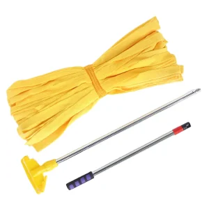 Hospital Microfiber Mop Looped Cut Cloth Clamping Steel Side Loading Handles Eco friendly for Household Floor Cleaning
