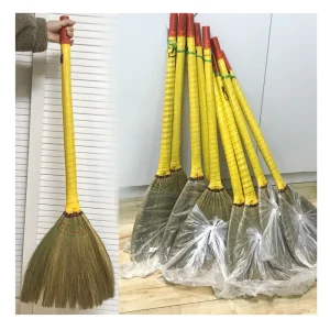 Hot Sell Custom Indian Grass Broom Handmade Natural Grass Wood Broom and Dustpan Set for Home Use