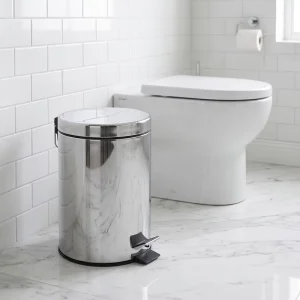 Hotel Guest Room Bathroom Trash Can 5L Stainless Steel Foot Pedal Waste Bin with Plastic Inner Bucket