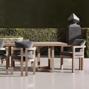 Hotel & Villa Courtyard Furniture Set Teak Patio Dining Set Luxury Modern Outdoor Dining Chairs
