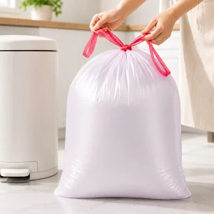 Household 13 8gallon Kitchen White Plastic Garbage Bags Trash Bags Roll with Drawstring