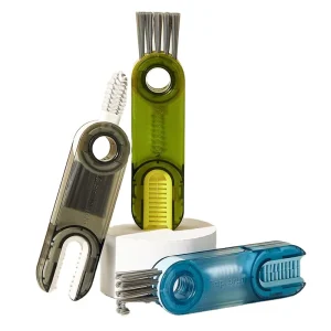 Household 3 in 1 Cleaning Brush Kit Silicone Nylon Hard Bristle Crevice Magic Bottle Washing Brush Kitchen Gadgets
