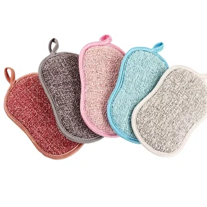 Household Absorbent Microfiber Sponge Scour Double Sided Durable Quick Drying Kitchen Cleaning Sponges Pad