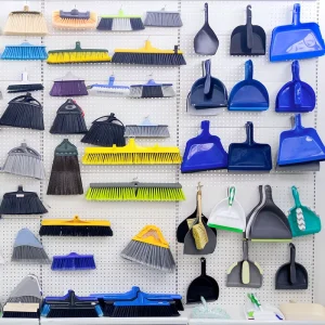 Household Broom and Dustpan Set with PET Broom Head Bristle Plastic Standing Design for Everyday Use