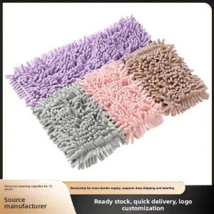 Household Chenille Flat Mop Head with Replace Cloth Manual Wringing Stainless Steel Pole High Durability 70g Piece