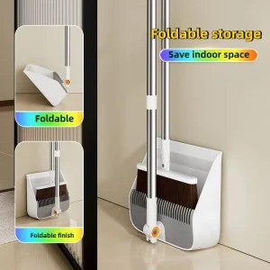 Household Cleaning Brush Set Upright Extendable Broomstick with Windproof Foldable Magic Broom and Dustpan Dust Broom