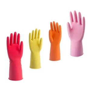 Household Cleaning Dishwashing Gloves Thin Velvet Lining Latex Kitchen Scrubbing Gloves Home Laundry Factory Custom