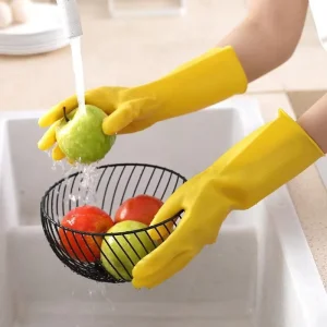 Household Cleaning Gloves Household Kitchen Dishwashing Gloves Gradient Color Home Rubber Gloves with Nails Waterproof