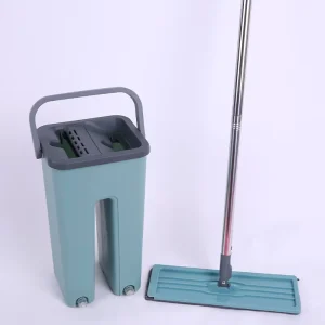Household Cleaning Items Yellow Mops Cleaning Set with Stainless Steel Bucket 360 Spin Wet/Dry Small Spinning Separate
