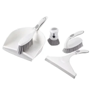 Household Cleaning Kit with Soft Brush Squeegee Mini Plastic Dustpan and Brush
