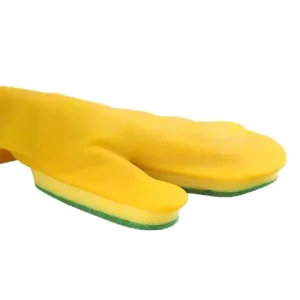 Household Cleaning Latex Gloves Silicone Dishwashing Gloves Kitchen Rubber Gloves with Sponge Scouring Pad