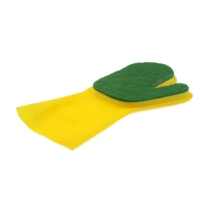 Household Cleaning Latex Gloves Silicone Dishwashing Gloves Kitchen Rubber Gloves with Sponge Scouring Pad