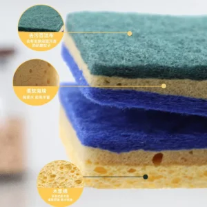 Household Cleaning Sponge Kitchen Non Scratch Scrub Sponges Wood Pulp Cotton with Cellulose Scrub for Kitchen Use