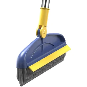 Household Cleaning Tool 180 Degrees Rotating Long Handle Floor Scrub Brush Bathroom 2 in 1 Cleaning Scrape Brush