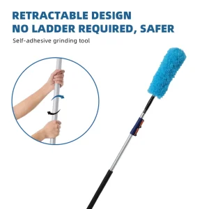 Household Cleaning Tool Extra Long Aluminum Alloy Telescopic Flexible Fiber Duster for Bathroom