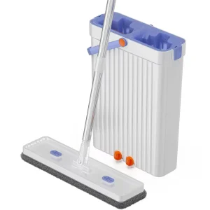 Household Cleaning Tool Microfiber Squeeze Flat Mop Bucket Set Durable Rectangular Plastic Kit Narrow Gap Telescopic Handle