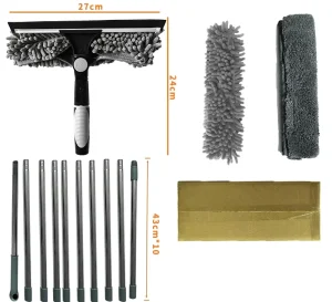 Household Cleaning Tool Water-absorbing Dust-removing Chenille Fabric Window Cleaning Mop 2-in-1 Window Cleaning Scraper